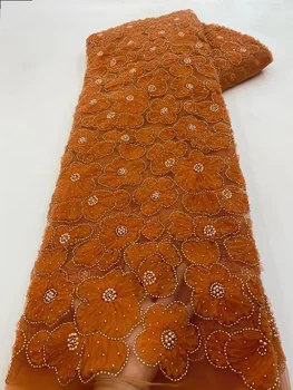 Новейшая африканская кружевная ткань с блестками 2023, высококачественная нигерийская французская тюлевая сетчатая ткань, материал для пошива вечернего платья