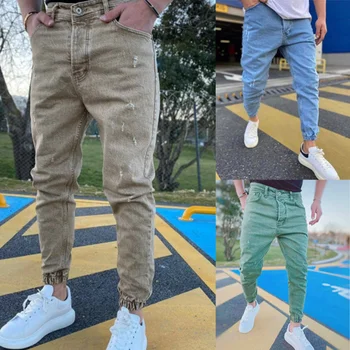 Мужские джинсы Модные Повседневные спортивные брюки Мужские Брюки-карандаш размера Плюс, Эластичные Джинсовые мужские Узкие брюки, Джинсы-скинни для мужчин