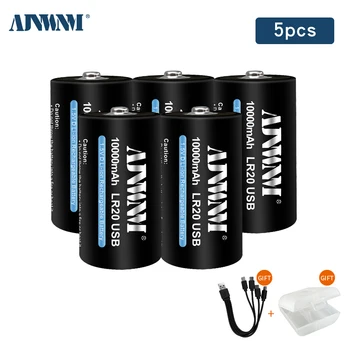 AJNWNM1.5V D Размер Батареи Type-C USB Перезаряжаемые Литий-ионные Аккумуляторы D Lipo LR20 Батарея для Газовой плиты RC Камера Аксессуары для Дронов