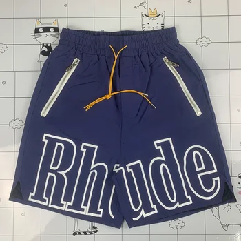 Классические шорты Rhude с буквенным принтом, Свободные баскетбольные штаны American Street High Street, мужские и женские капри