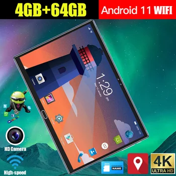 10,1-Дюймовый планшет глобальной версии 4 ГБ ОЗУ 64 ГБ ПЗУ Планшет + Бесплатный подарок 64 ГБ TF-карты Android 11 Планшет с двумя sim-картами GPS Google Play