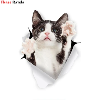 Three Ratels 3D наклейки с котом, черно-белый Смокинг, наклейка с котом Для холодильника, автомобиля, гостиной 1096