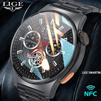 LIGE ECG Bluetooth Call Смарт-часы Мужские 2023 Спортивный браслет NFC Водонепроницаемые часы с отслеживанием движения GPS Мужские умные часы Для IOS Android