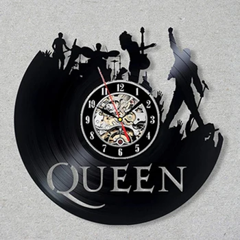 Настенные часы Queen Rock Band Современный дизайн Музыкальная тема Классическая виниловая пластинка Настенные часы Искусство домашнего декора Подарки для музыканта