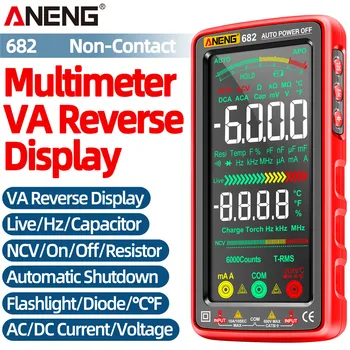 Умный Мультиметр ANENG 682/681 с ЖК-экраном, Амперметр переменного/постоянного тока, Тестер напряжения, Перезаряжаемый Ом, Диодный тестер, инструменты для электрика