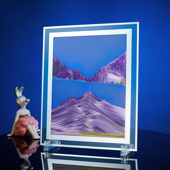 Движущаяся картина из песка Квадратное стекло 10 Дюймов 3D Глубоководный песчаный пейзаж В движении Дисплей Струящаяся рамка из песка Картина из песка