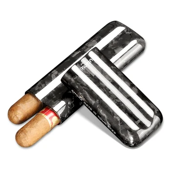Портсигар LUBINSKI из Углеродного волокна, Роскошный Хьюмидор для сигар с 2 или 3 Трубками, Для Хранения в Путешествиях, Инструмент Для курения, Аксессуары для сигар