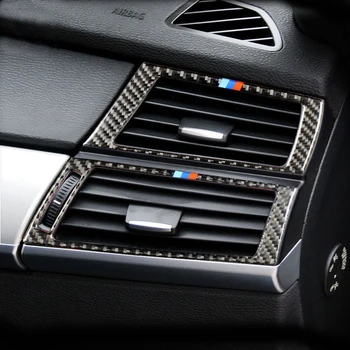 Углеродное волокно Автомобильный кондиционер вентиляционная рамка крышка отделка воздуховыпускная панель декоративные Полоски наклейка Для BMW X5 X6 F15 F16 E70 E71