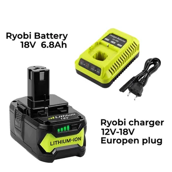Für Ryobi 18V 6800mAh Hohe Kapazität Lithium-Batterie  ONE + P102 P103 P104 P105 P107CordlesspowerWerkzeuge + Ladegerät