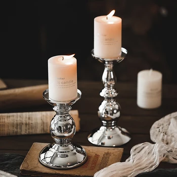 Римская свеча из серебряного сплава, Реквизит для ужина, Свадебная вечеринка, Высококачественный металлический подсвечник, Домашний декор, Рождественские подсвечники