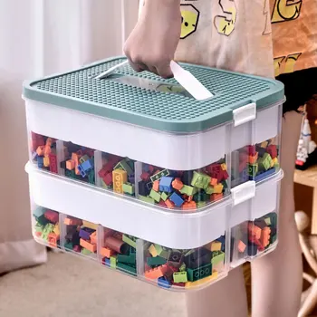 Компонентный ящик для инструментов Блоки Для Хранения Штабелируемых Игрушек Органайзер с Крышкой Lego Building Baseplate Ручка Для Переноски Сетчатый Чехол Для Хранения