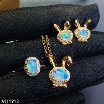KJJEAXCMY изысканные ювелирные изделия из натурального опала стерлингового серебра 925 пробы, женское ожерелье с подвеской, цепочка, кольцо, серьги, набор, тестовая мода