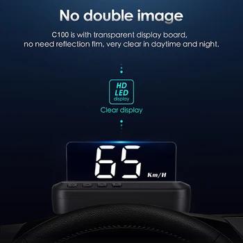 Автомобильное HUD Зеркало с Головным Дисплеем OBDII Датчик Проектор Сигнализация Превышения Скорости Напряжение Монитор Температуры воды Спидометр