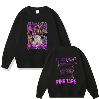 Рэпер Lil Uzi Vert Толстовка Концертный Тур Пуловер с Розовой Лентой Мужская Мода Хип-Хоп Негабаритная Уличная Одежда Унисекс Свободные Пуловеры