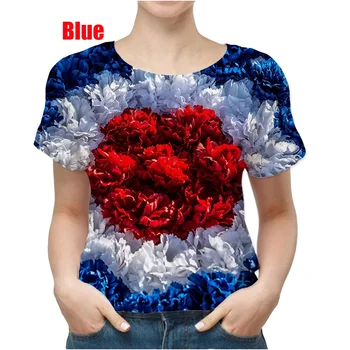 Новая футболка с 3D принтом Гвоздики, Женская Футболка с цветочным Рисунком и коротким рукавом для девочек, Подарочная футболка на День матери
