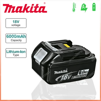 100% Оригинальный Makita 18V 6.0Ah Со светодиодной Литий-ионной Батареей для Makita BL1860B BL1860 BL1850 Makita Перезаряжаемый Электроинструмент