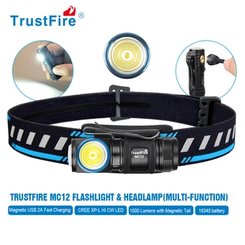 Trustfire Mc12 Перезаряжаемый Мощный Налобный фонарь Edc 1000lm Led Head Flashlights Мощный Головной светодиодный Фонарь С Магнитной USB Зарядкой