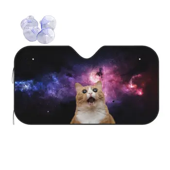 Crazy Cat Новинка, солнцезащитный козырек на ветровое стекло 76x140 см, Galaxy Space, забавные фольги, солнцезащитный козырек, автомобильные чехлы