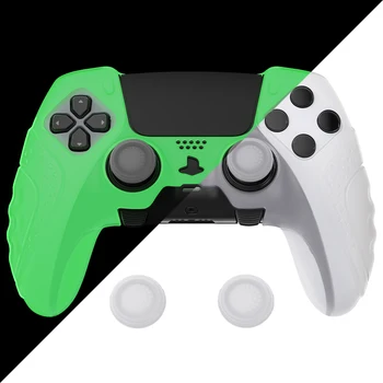 PlayVital Guardian Edition Светится в темноте, противоскользящий силиконовый чехол для контроллера ps5 Edge с колпачками для захвата большого пальца - зеленый