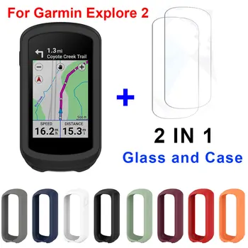 2 в 1 Для Garmin Edge Explore 2 Защитный Чехол + Стеклянная Пленка Защитный Чехол Велосипед Силиконовый Чехол Для Garmin Explore2