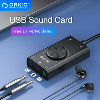 ORICO SC2 Внешняя звуковая карта USB Аудиоразъем Кабельный адаптер 3,5 мм, регулировка громкости, стереомикрофон, Динамик, гарнитура без драйверов