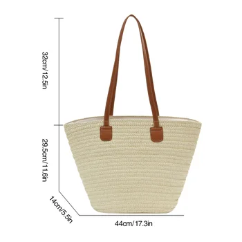 Новая дизайнерская летняя женская пляжная сумка ручной работы из травы 2023 года, Большая вместительная корзина, ротанговая сумка на плечо, кошелек