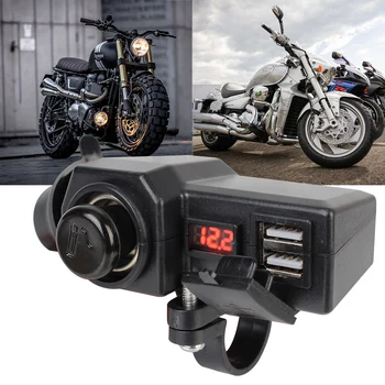 3.4 A Быстрая зарядка 3,0, 10-24 В, зарядное устройство для мотоцикла, переключатель включения/выключения, цифровой измеритель напряжения, двойная USB-розетка с прикуривателем