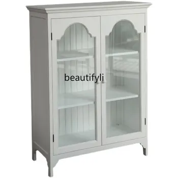 lt Белый деревянный шкаф для хранения в столовой в стиле кантри, Буфет, шкаф для хранения