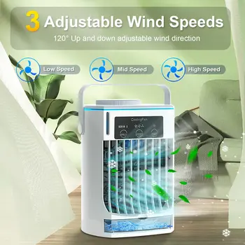 Портативный кондиционер, Мини-вентилятор, охладитель воздуха, USB-кондиционер, 3-ступенчатый вентилятор воздушного охлаждения, Увлажнитель воздуха для домашнего офиса