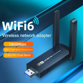 WiFi Адаптер Plug Play Высокоскоростной WiFi Ключ Двухдиапазонный 2,4 G/5G USB3.0 Интерфейс 1800 Мбит/с Беспроводной WiFi Адаптер Мини WiFi Ключ