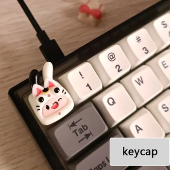 Lucky Cat Keycap Игровая Механическая Клавиатура Персонализированное Украшение Ручной Работы с Милым Мультяшным Крестообразным Колпачком DIY Keycap
