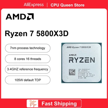 AMD New Ryzen 7 5800X3D R7 5800X3D 3,4 ГГц 8-ядерный 16-потоковый процессор 7 Нм L3 = 96 М 100-000000651 Игровой процессор AMD AM4