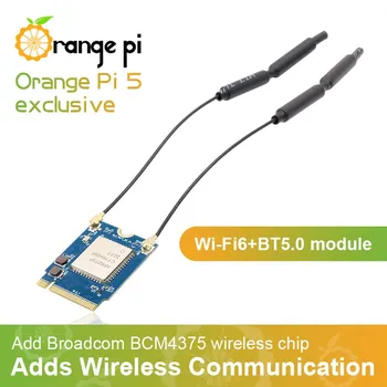 Оранжевый Pi 5 Wi-Fi6 2T2R 802.11 ax/ac/a/b/g/n BT5.0 Модуль BCM4375 Беспроводной чип 2,4 ГГц 5 ГГц Диапазоны частот 2 Антенны для OPI 5