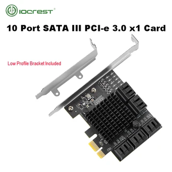 IOCREST PCIe gen3 x1 до 10 портов 6G SATA III 3,0 Контроллер Без Raid Карты расширения Низкопрофильный кронштейн