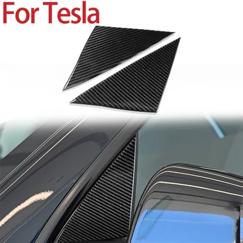 Для Tesla Модель Y 2 шт. Наружная оконная стойка Треугольная крышка передней двери Наклейка из углеродного волокна Аксессуары для экстерьера автомобиля