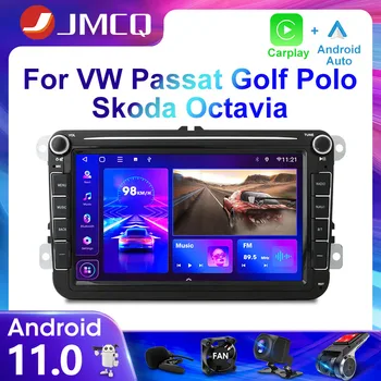 JMCQ 2Din 4G Android 11 Автомобильный Радио Мультимедийный Видеоплеер Для Volkswagen Skoda Octavia Passat GOLF POLO Навигация GPS Carplay