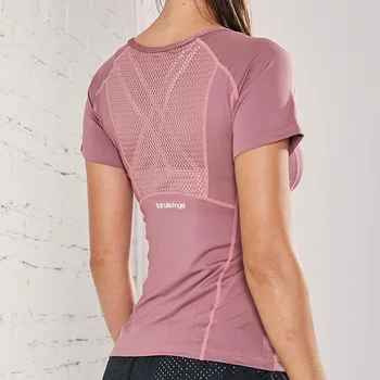 Женская облегающая рубашка для йоги в тренажерном зале, футболка с коротким рукавом, спортивный топ для тренировок, быстросохнущая дышащая одежда для бега и фитнеса