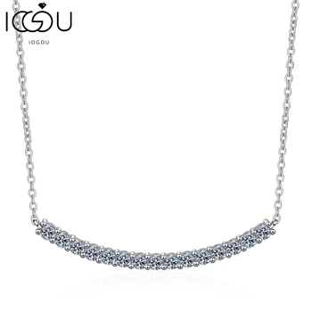 IOGOU Ожерелье из Стерлингового серебра 925 пробы с круглым Муассанитом Для женщин, Модное Дугообразное Геометрическое ожерелье, Ювелирный подарок на День Благодарения