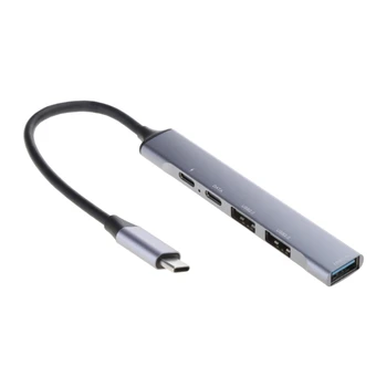 USB C Концентратор 4 в 1 Порт TypeC с несколькими USB Портами Концентратор данных из Алюминиевого Сплава для Ноутбуков Телефонов Планшетов Адаптер TypeC