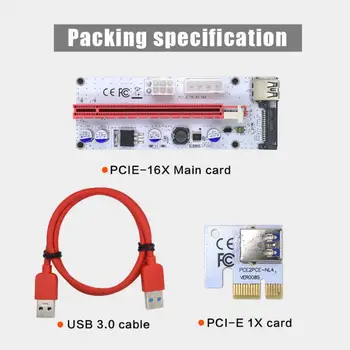 VER008S PCI-E Riser Card PCI Express PCIE от 1x до 16x Адаптер-Удлинитель 0,6 М USB 3,0 Кабель 15Pin SATA 4Pin 6Pin Шнур Питания