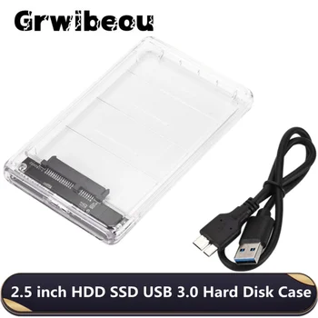 Жесткий диск SSD с интерфейсом SATA к USB 3,0, Чехол для жесткого диска 2,5 дюймов, Прозрачный Корпус для диска, Поддержка внешнего жесткого диска Емкостью 2 ТБ для Портативных ПК