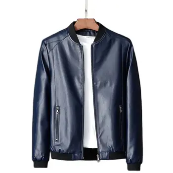 YAPU, куртки из искусственной кожи с несколькими боковыми карманами, черный воротник на молнии, большие размеры 6XL 7XL 8XL, Мужская мотоциклетная куртка из искусственной кожи