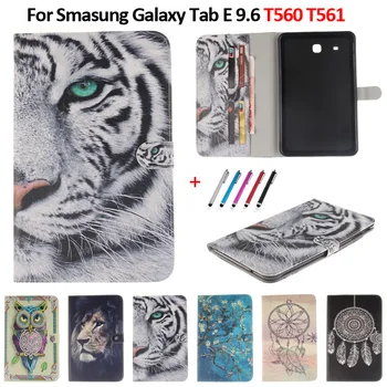 Цветной Чехол для планшета с рисунком Тигра и Льва Для Samsung Galaxy Tab E 9.6 T560 T561 Чехол Funda Для Samsung Galaxy Tab E 9.6 