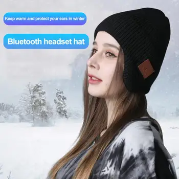 зимняя Bluetooth-совместимая гарнитура 2в1, повязка на голову, Теплая музыкальная шапка с мягким шарфом, микрофон для громкой связи, спортивная кепка на открытом воздухе