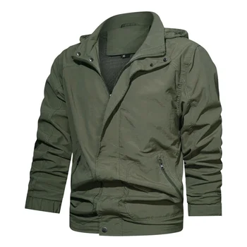 Новая модная ветровка, мужские куртки, водонепроницаемая военная куртка с капюшоном, пальто, повседневное пальто, мужская одежда, красивая осенняя куртка