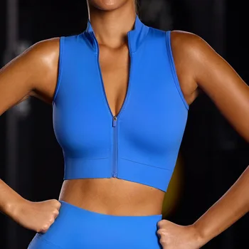 Новый Женский топ на молнии для Бега Spice Girl, Противоударный спортивный жилет без рукавов, Дышащая одежда для фитнеса с нагрудной накладкой