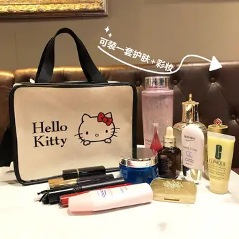 Холщовая сумка для хранения косметики Kawaii Sanrio, повседневная сумка-тоут, сумка-тоут с рисунком аниме 