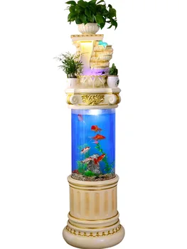Аквариум для рыб, украшения в стиле Фэн-шуй, Напольная циркуляция воды, Большой фонтан, креативные украшения интерьера дома