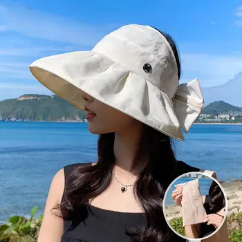 Летняя солнцезащитная шляпа с пустым верхом Для Женщин, солнцезащитный крем с широкими полями, защита от ультрафиолета, Складные кепки для путешествий на пляж, Модные шляпы