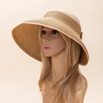 2023 весна-лето Соломенная козырек шляпа складная широкий большой Брим ВС Hat пляжные шляпы для женщин соломенная шляпа УФ-защита